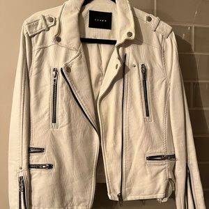 White Vegan Leather Moto Jacket M